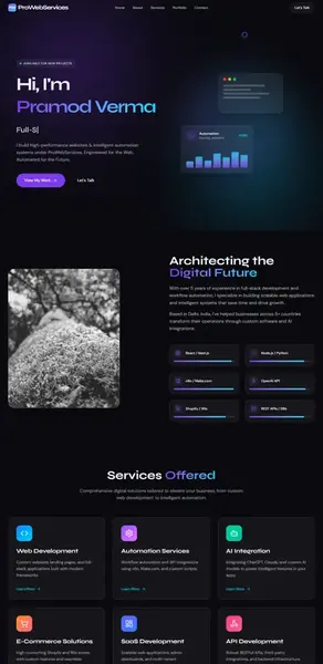 ProWebServices – Personal Portfolio & Web Services Platform Mobile