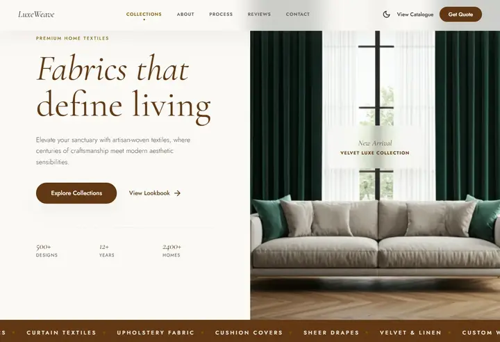 LuxeWeave – Home Furnishing Fabric Platform Desktop