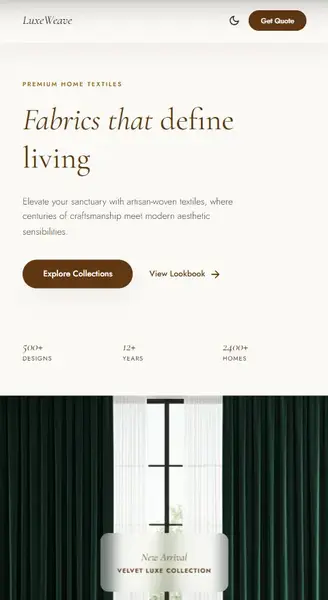 LuxeWeave – Home Furnishing Fabric Platform Mobile